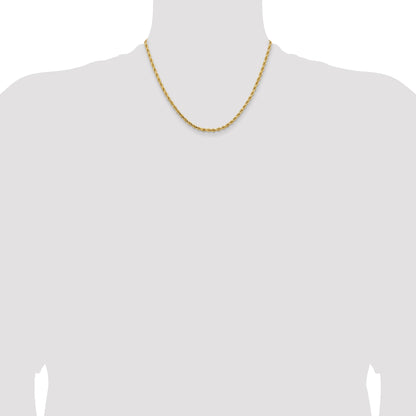 14k Yellow Gold 18 inch 3.25mm Diamond-cut Rope with Lobster Clasp Chain Necklace
