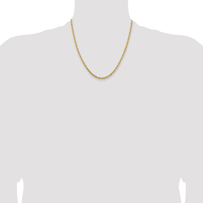 14k Yellow Gold 20 inch 3.25mm Diamond-cut Rope with Lobster Clasp Chain Necklace