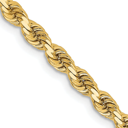 14k Yellow Gold 22 inch 3.25mm Diamond-cut Rope with Lobster Clasp Chain Necklace