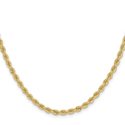 18 Inch 14k Yellow Gold 3.3mm Regular Rope Chain Necklace