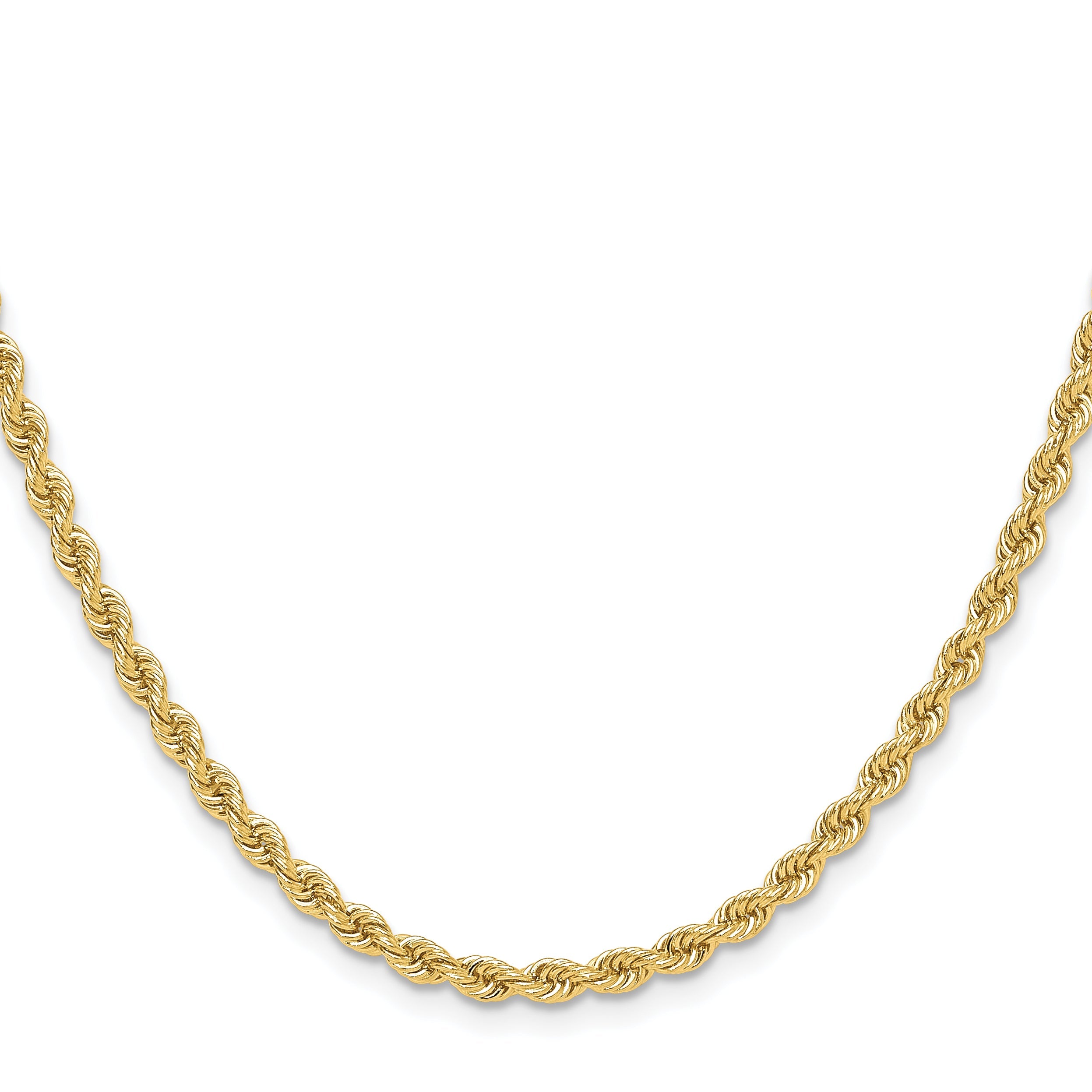 24 Inch 14k Yellow Gold 3.3mm Regular Rope Chain Necklace