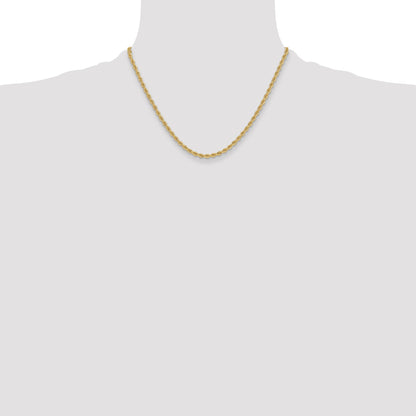 18 Inch 14k Yellow Gold 3.3mm Regular Rope Chain Necklace