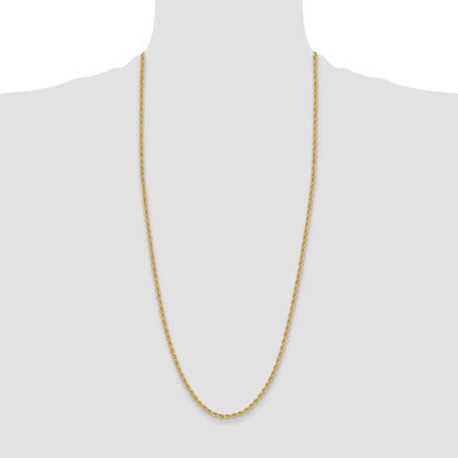 3 Inch 14k Yellow Gold 3.3mm Regular Rope Chain Necklace