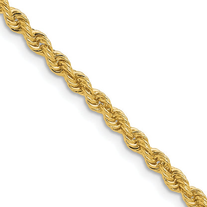 3 Inch 14k Yellow Gold 3.3mm Regular Rope Chain Necklace