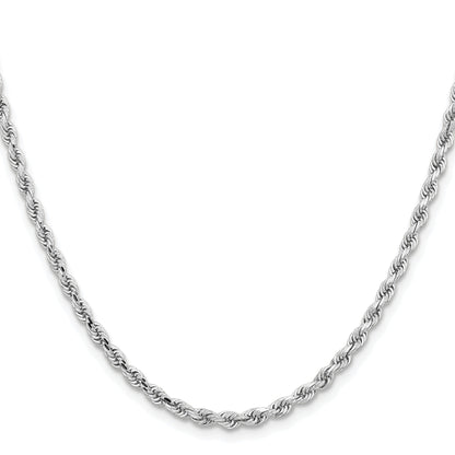 14k White Gold 30 inch 3.25mm Diamond-cut Rope with Lobster Clasp Chain Necklace