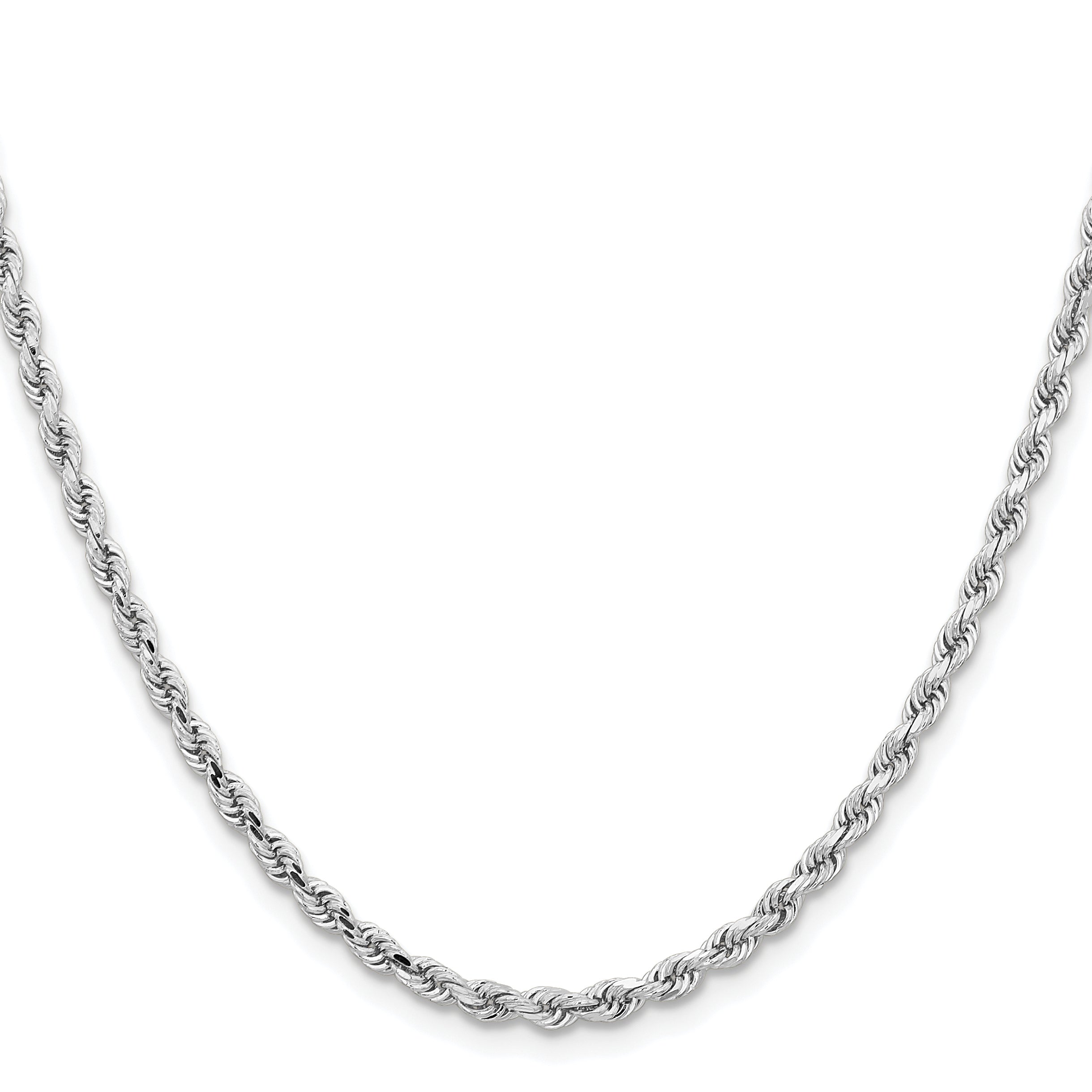 14k White Gold 26 inch 3.25mm Diamond-cut Rope with Lobster Clasp Chain Necklace