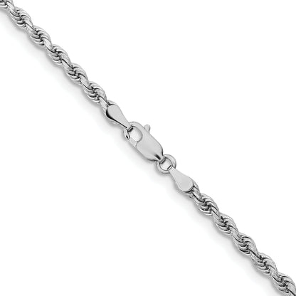 14k White Gold 16 inch 3.25mm Diamond-cut Rope with Lobster Clasp Chain Necklace