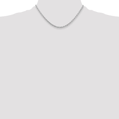 14k White Gold 16 inch 3.25mm Diamond-cut Rope with Lobster Clasp Chain Necklace