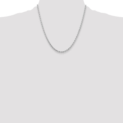 10K White Gold 3.25mm Diamond-Cut Rope Chain
