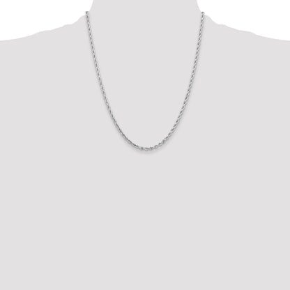 10K White Gold 3.25mm Diamond-Cut Rope Chain