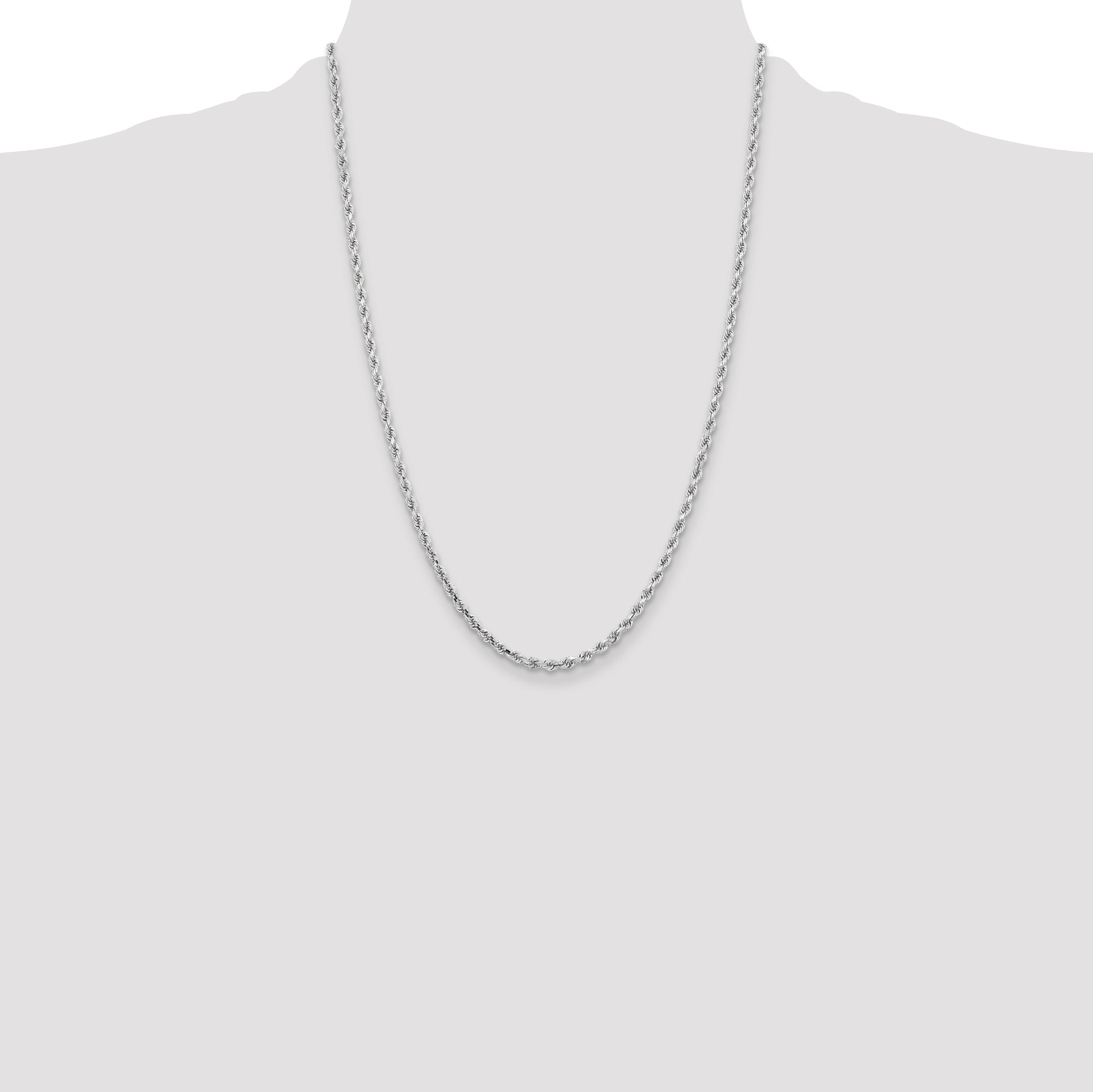 10K White Gold 3.25mm Diamond-Cut Rope Chain