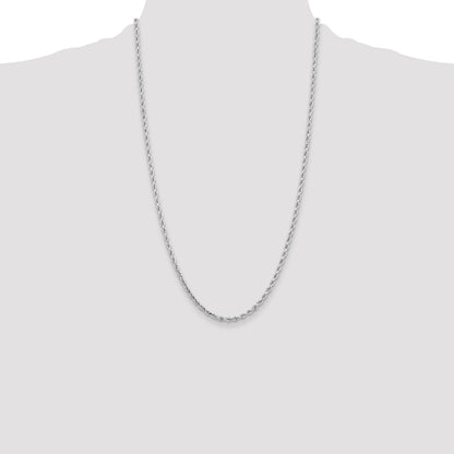 10K White Gold 3.25mm Diamond-Cut Rope Chain