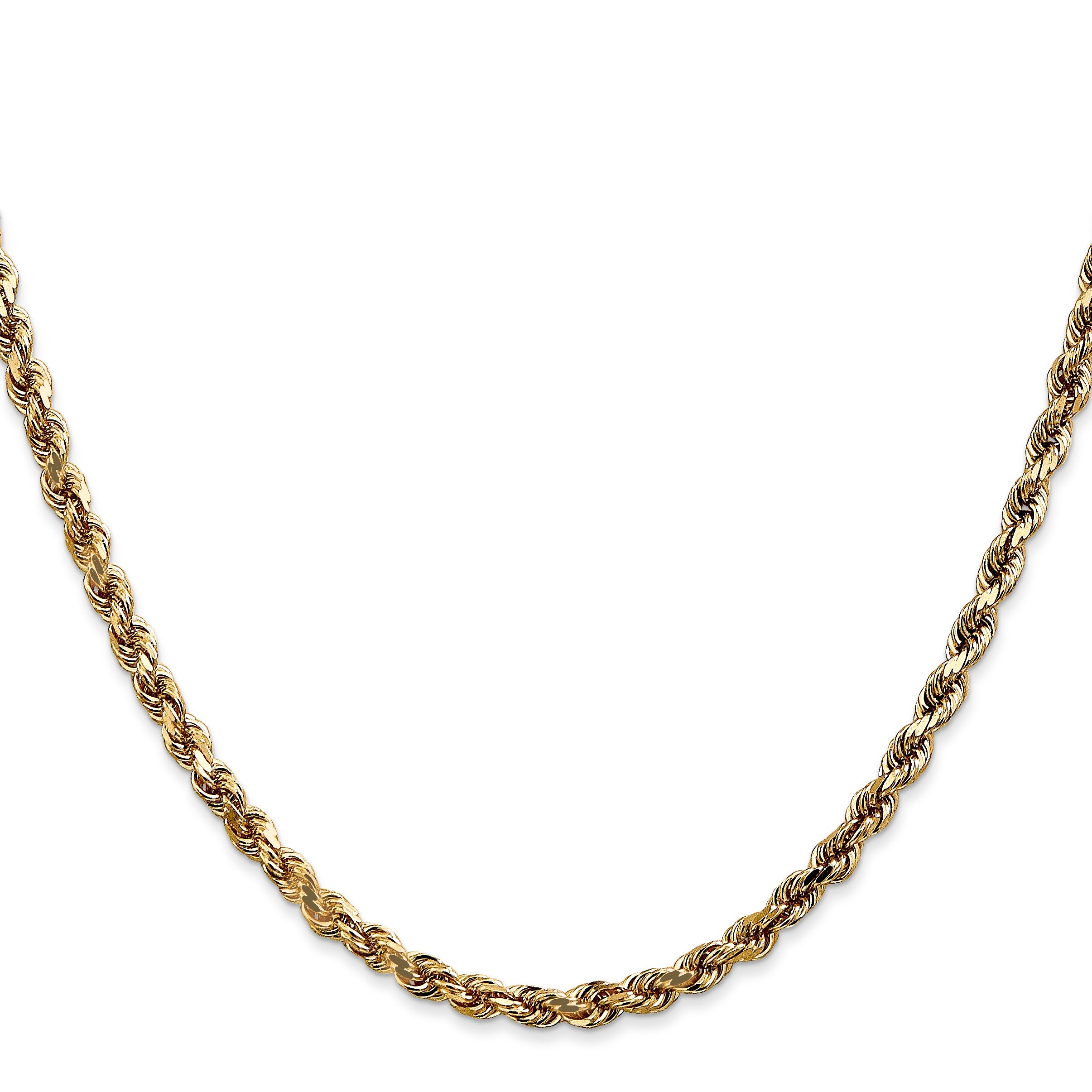 14k Yellow Gold 22 inch 3.5mm Diamond-cut Rope with Lobster Clasp Chain Necklace