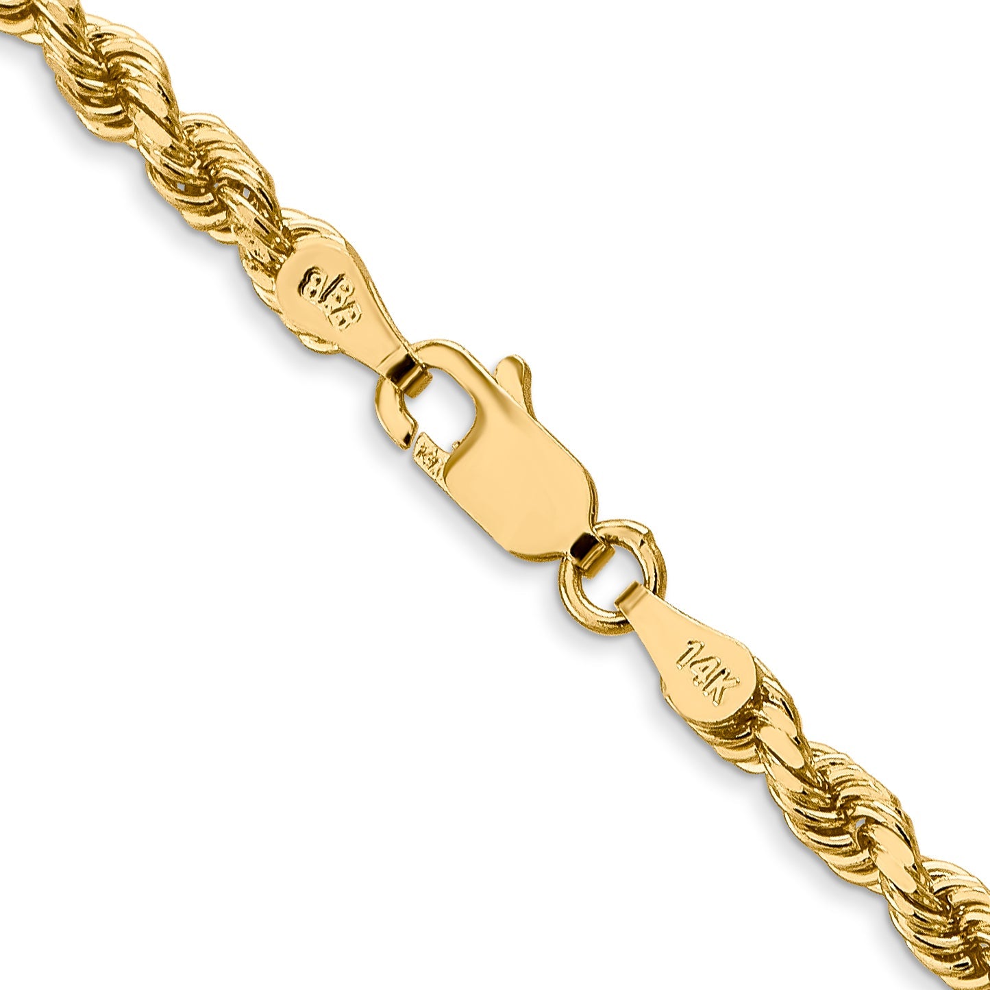 14k Yellow Gold 16 inch 3.5mm Diamond-cut Rope with Lobster Clasp Chain Necklace