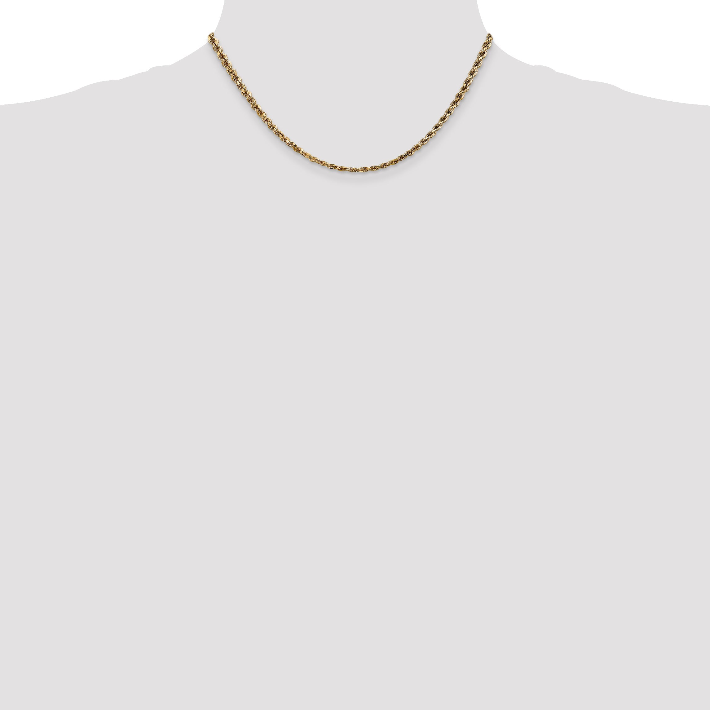 14k Yellow Gold 16 inch 3.5mm Diamond-cut Rope with Lobster Clasp Chain Necklace