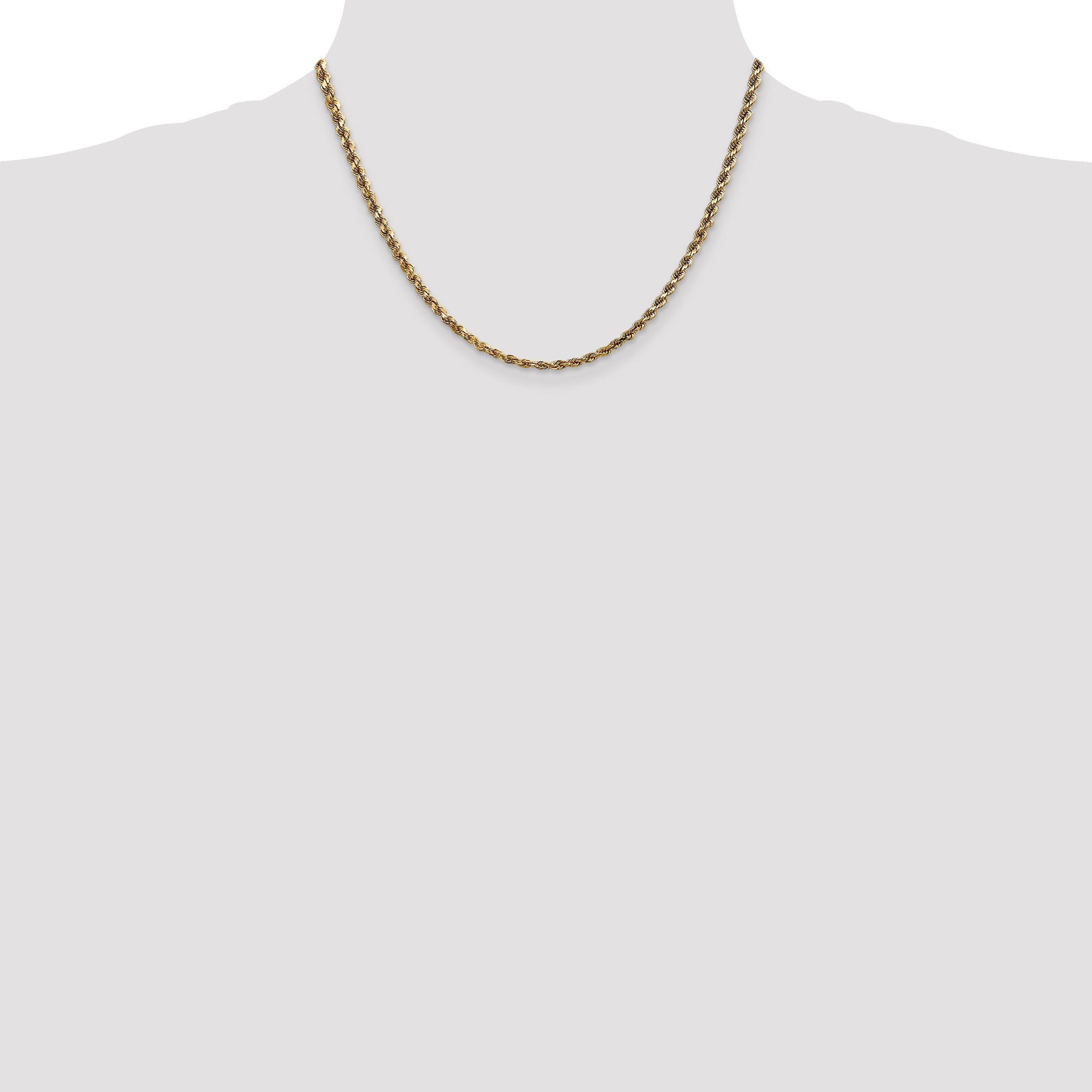 14k Yellow Gold 18 inch 3.5mm Diamond-cut Rope with Lobster Clasp Chain Necklace