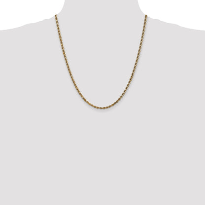 14k Yellow Gold 22 inch 3.5mm Diamond-cut Rope with Lobster Clasp Chain Necklace
