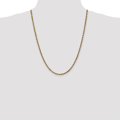 14k Yellow Gold 24 inch 3.5mm Diamond-cut Rope with Lobster Clasp Chain Necklace