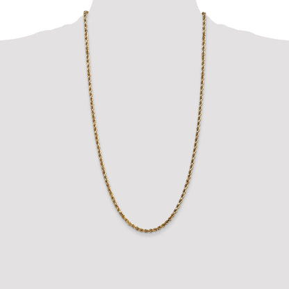 14k Yellow Gold 28 inch 3.5mm Diamond-cut Rope with Lobster Clasp Chain Necklace