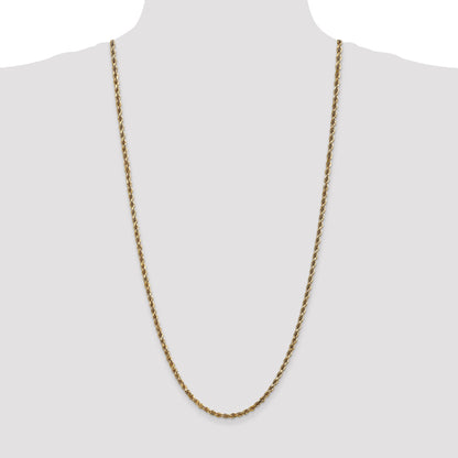 14k Yellow Gold 30 inch 3.5mm Diamond-cut Rope with Lobster Clasp Chain Necklace