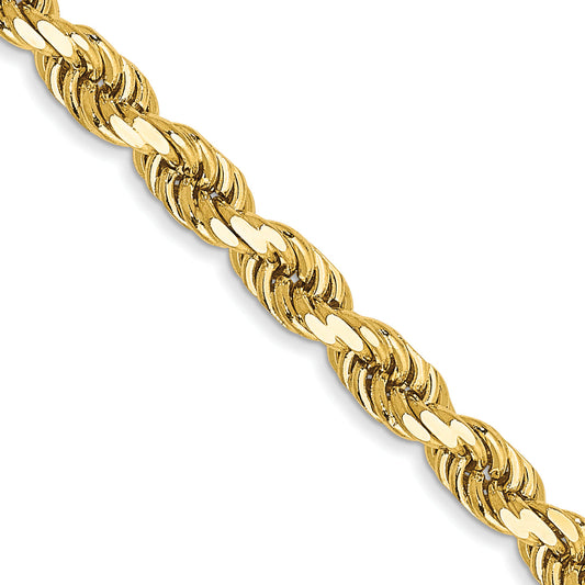 14k Yellow Gold 26 inch 3.5mm Diamond-cut Rope with Lobster Clasp Chain Necklace