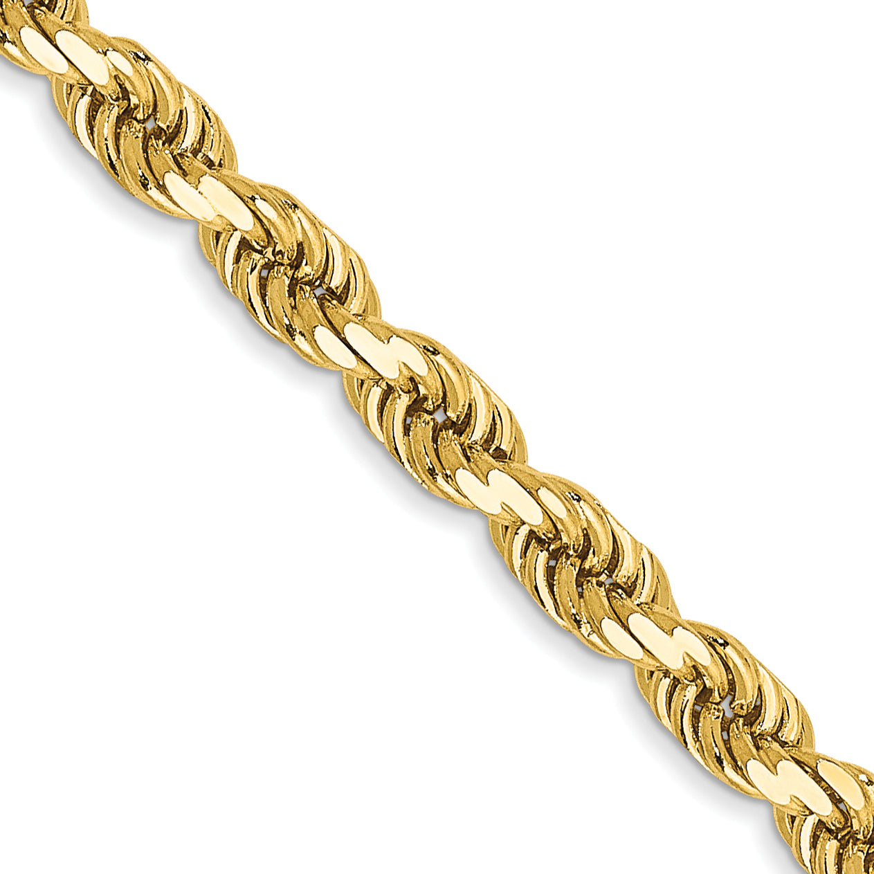 14k Yellow Gold 28 inch 3.5mm Diamond-cut Rope with Lobster Clasp Chain Necklace