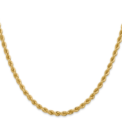 14k Yellow Gold 30 inch 3.65mm Regular Rope with Lobster Clasp Chain Necklace