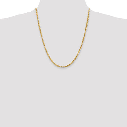 14k Yellow Gold 22 inch 3.65mm Regular Rope with Lobster Clasp Chain Necklace