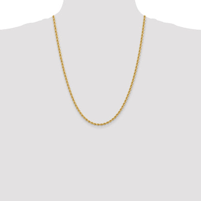 14k Yellow Gold 24 inch 3.65mm Regular Rope with Lobster Clasp Chain Necklace