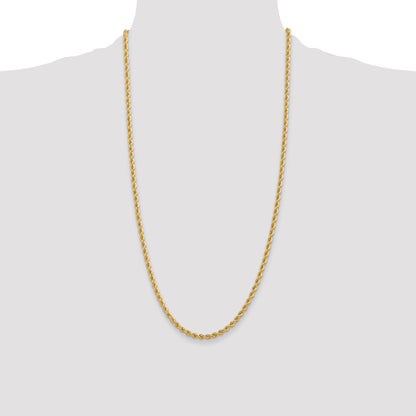 14k Yellow Gold 28 inch 3.65mm Regular Rope with Lobster Clasp Chain Necklace