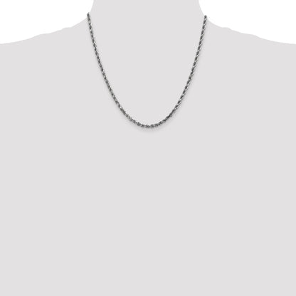 10K White Gold 3.5mm Diamond-Cut Rope Chain