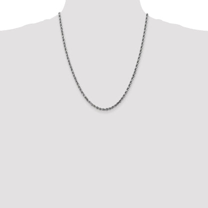 10K White Gold 3.5mm Diamond-Cut Rope Chain
