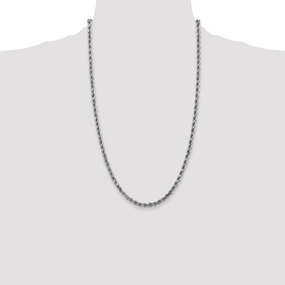 14k White Gold 26 inch 3.5mm Diamond-cut Rope with Lobster Clasp Chain Necklace