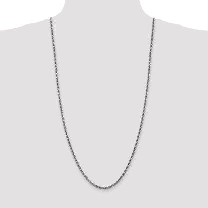 14k White Gold 30 inch 3.5mm Diamond-cut Rope with Lobster Clasp Chain Necklace