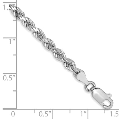 7 Inch 10K White Gold 3.5mm Diamond-Cut Rope Chain Bracelet