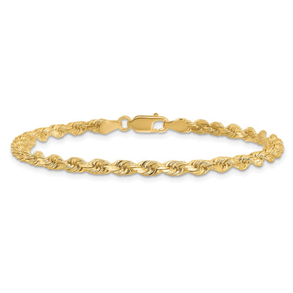 14k Yellow Gold 7 inch 3.5mm Diamond-cut Rope with Lobster Clasp Chain Bracelet