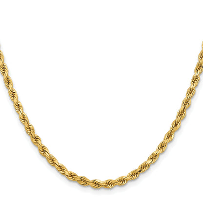 14k Yellow Gold 20 inch 3.75mm Diamond-cut Rope with Lobster Clasp Chain Necklace