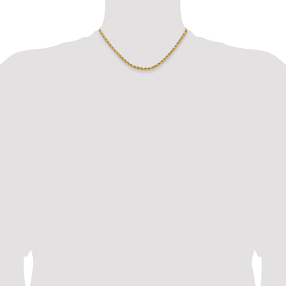 14k Yellow Gold 16 inch 3.75mm Diamond-cut Rope with Lobster Clasp Chain Necklace