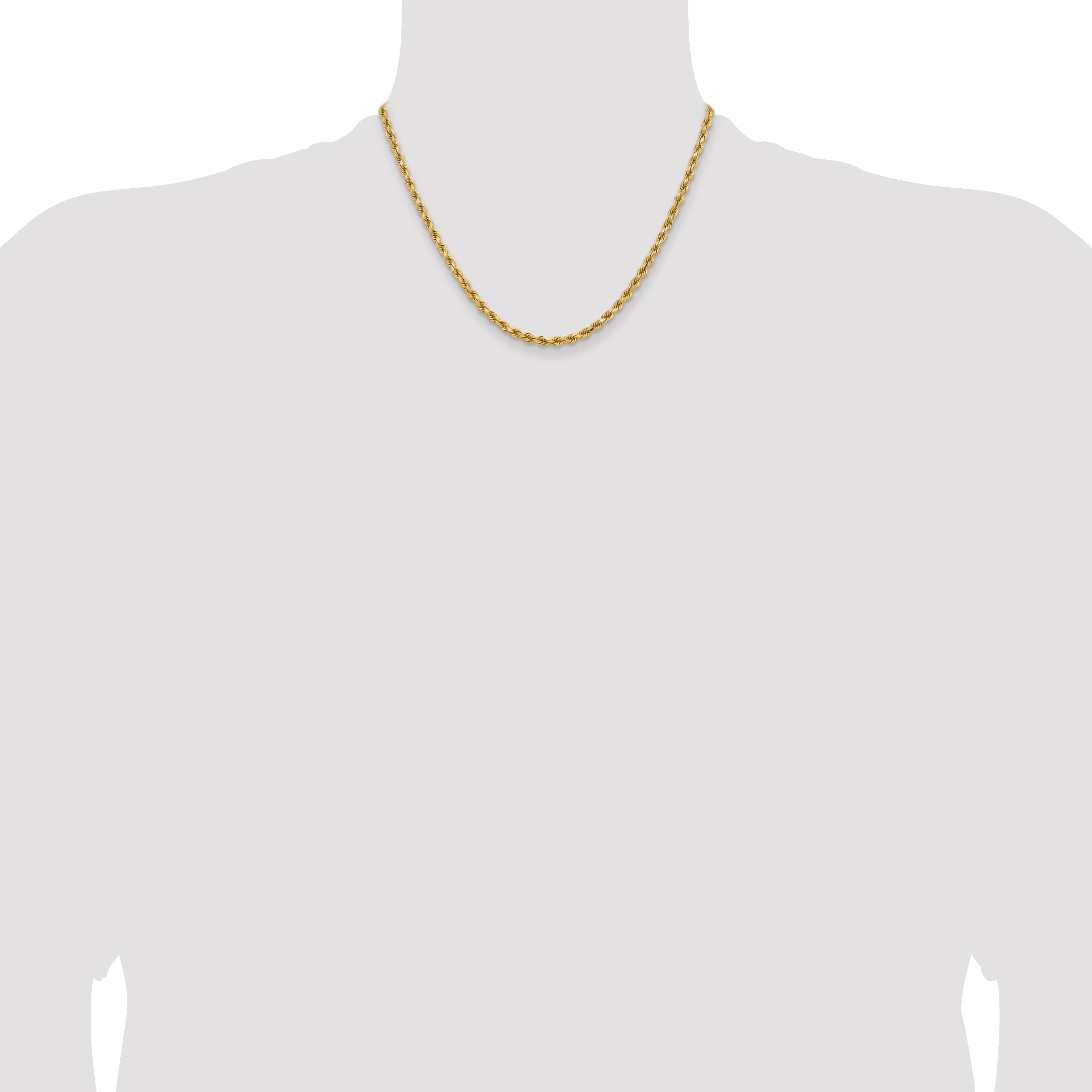 14k Yellow Gold 18 inch 3.75mm Diamond-cut Rope with Lobster Clasp Chain Necklace
