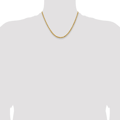 14k Yellow Gold 18 inch 3.75mm Diamond-cut Rope with Lobster Clasp Chain Necklace