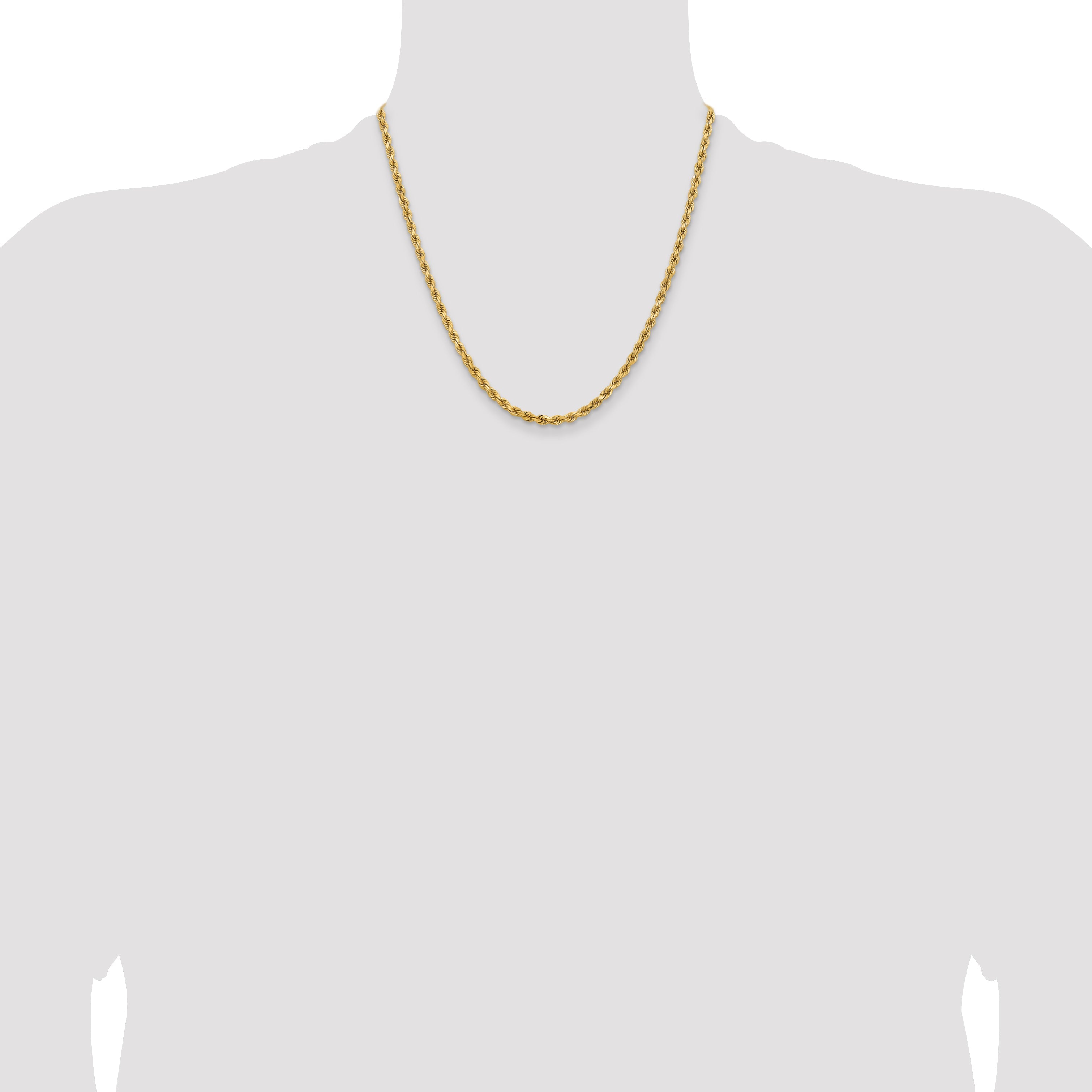14k Yellow Gold 20 inch 3.75mm Diamond-cut Rope with Lobster Clasp Chain Necklace