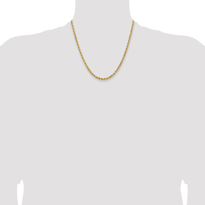 14k Yellow Gold 20 inch 3.75mm Diamond-cut Rope with Lobster Clasp Chain Necklace