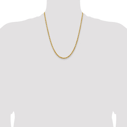 14k Yellow Gold 22 inch 3.75mm Diamond-cut Rope with Lobster Clasp Chain Necklace