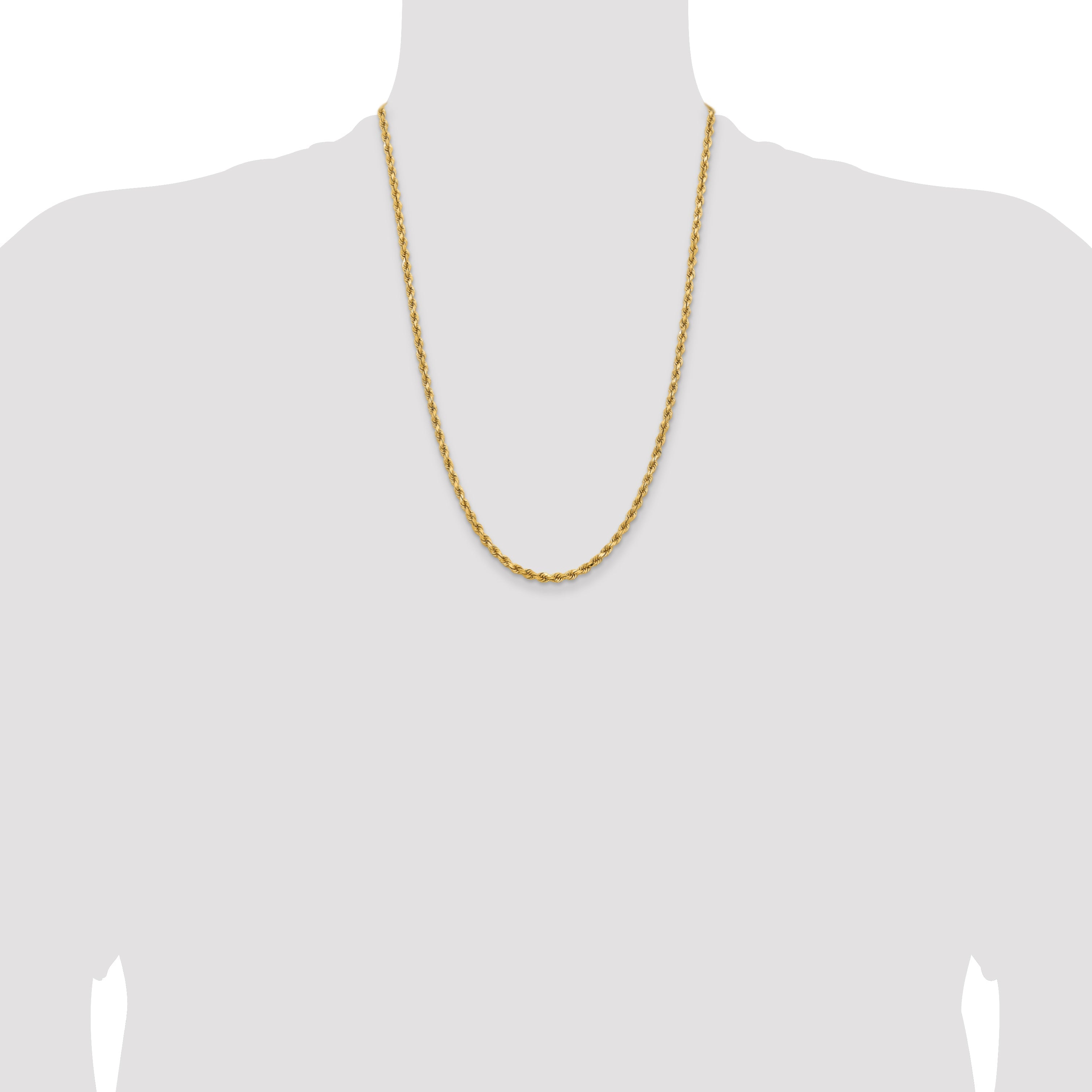 14k Yellow Gold 24 inch 3.75mm Diamond-cut Rope with Lobster Clasp Chain Necklace
