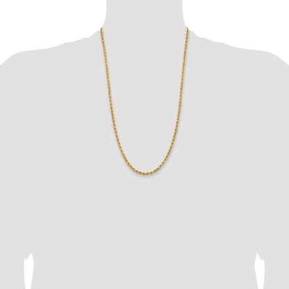 14k Yellow Gold 26 inch 3.75mm Diamond-cut Rope with Lobster Clasp Chain Necklace