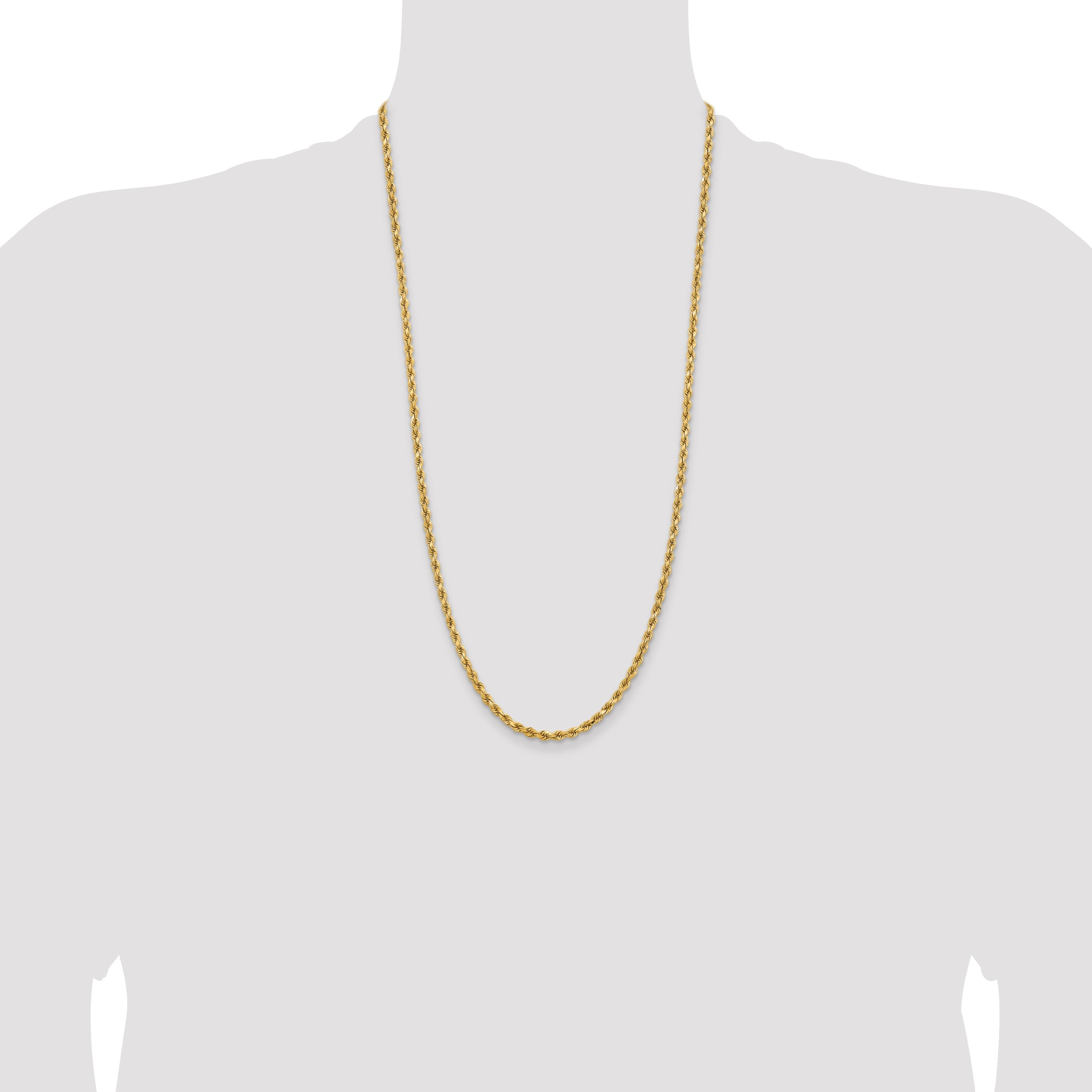 14k Yellow Gold 28 inch 3.75mm Diamond-cut Rope with Lobster Clasp Chain Necklace