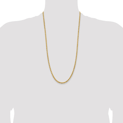 14k Yellow Gold 28 inch 3.75mm Diamond-cut Rope with Lobster Clasp Chain Necklace