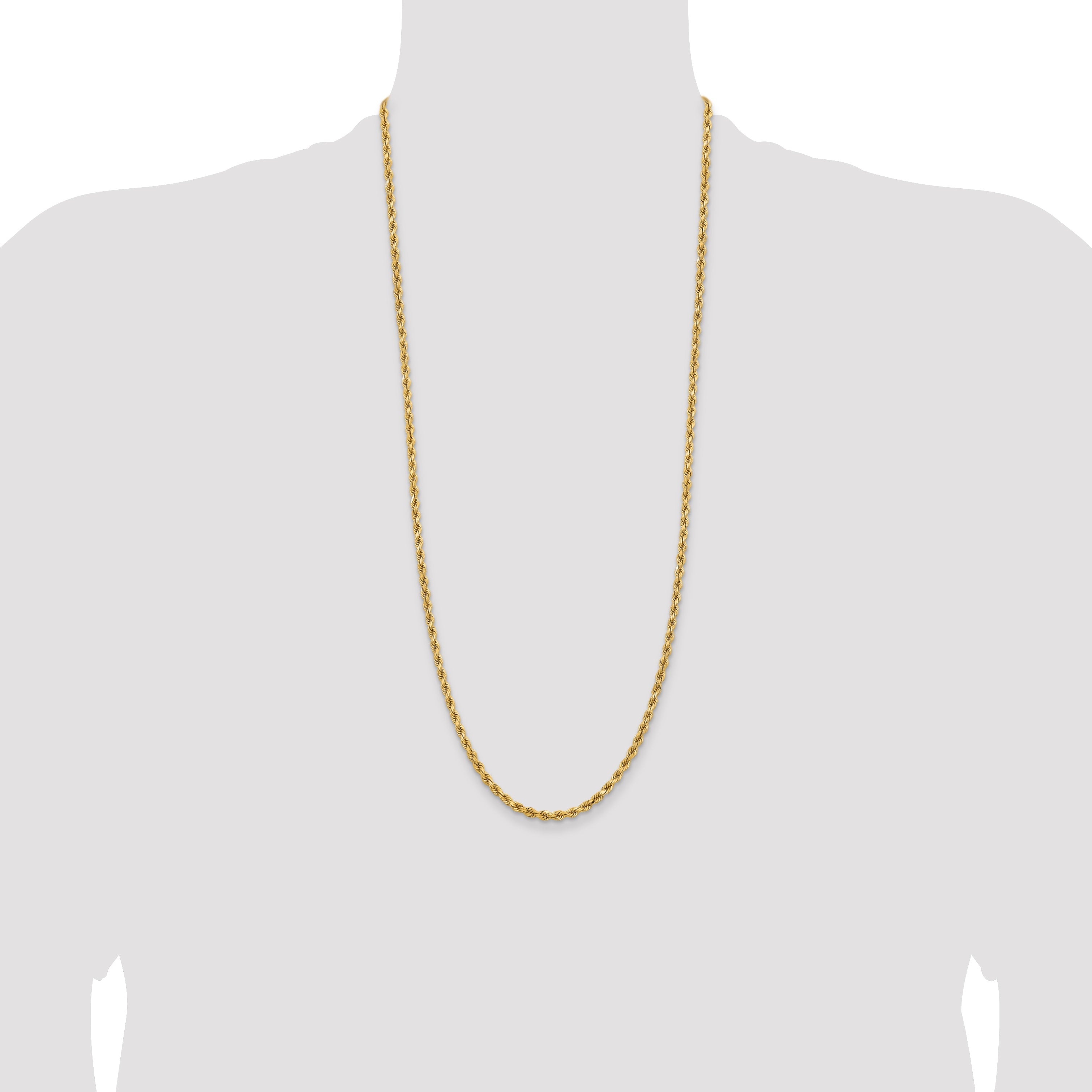 14k Yellow Gold 30 inch 3.75mm Diamond-cut Rope with Lobster Clasp Chain Necklace
