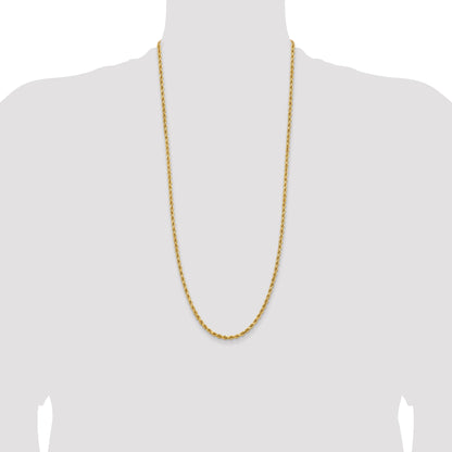 14k Yellow Gold 30 inch 3.75mm Diamond-cut Rope with Lobster Clasp Chain Necklace