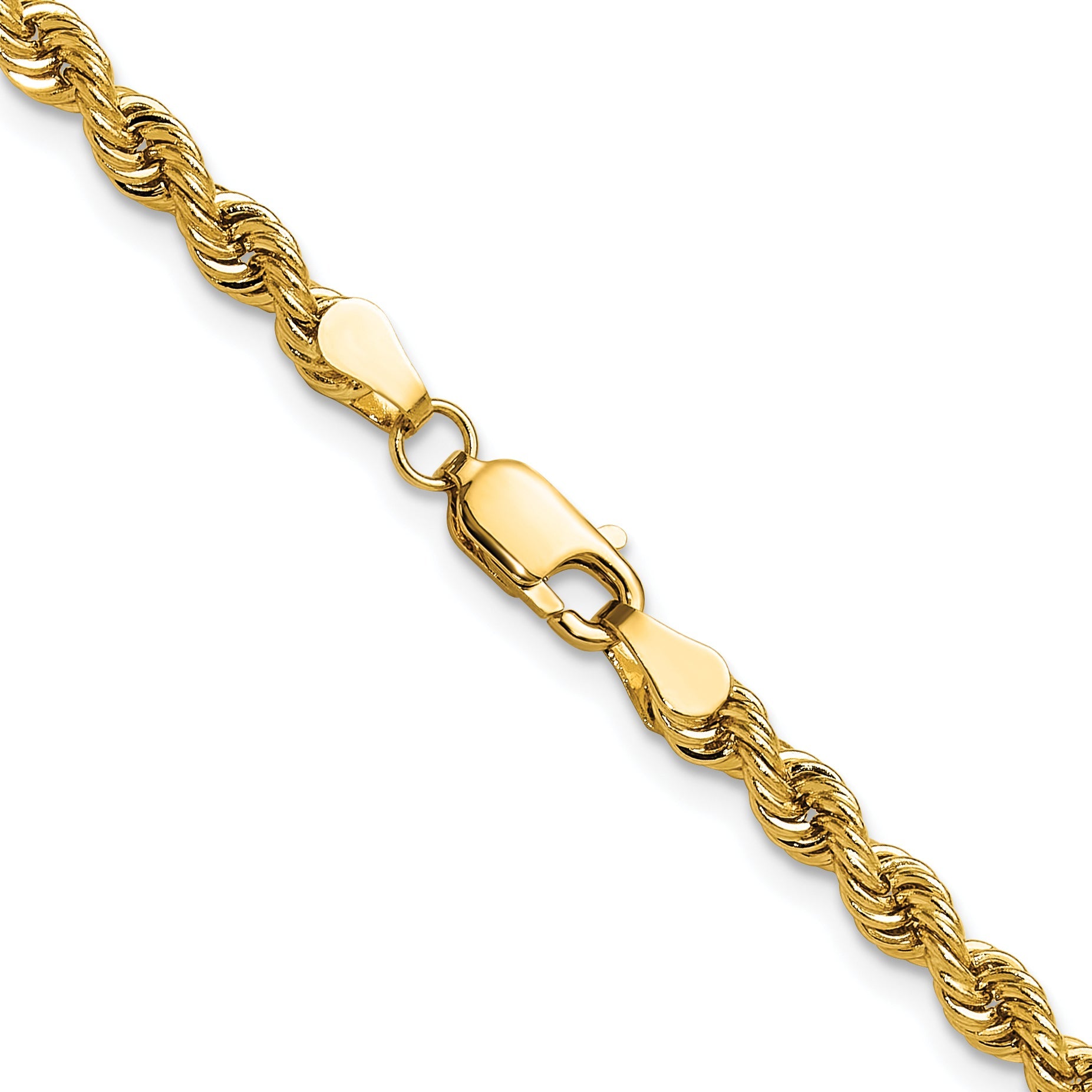 3 Inch 14k Yellow Gold 3.8mm Regular Rope Chain Necklace